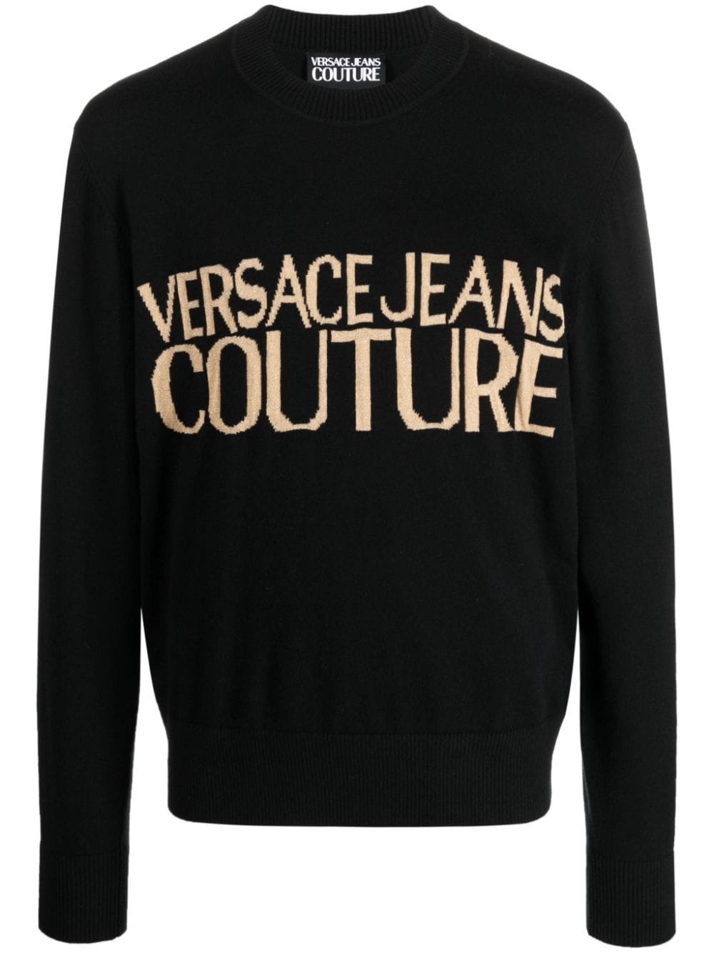 Versace Jeans Couture Intarsien-Pullover mit Rundhalsausschnitt - Schwarz von Versace Jeans Couture