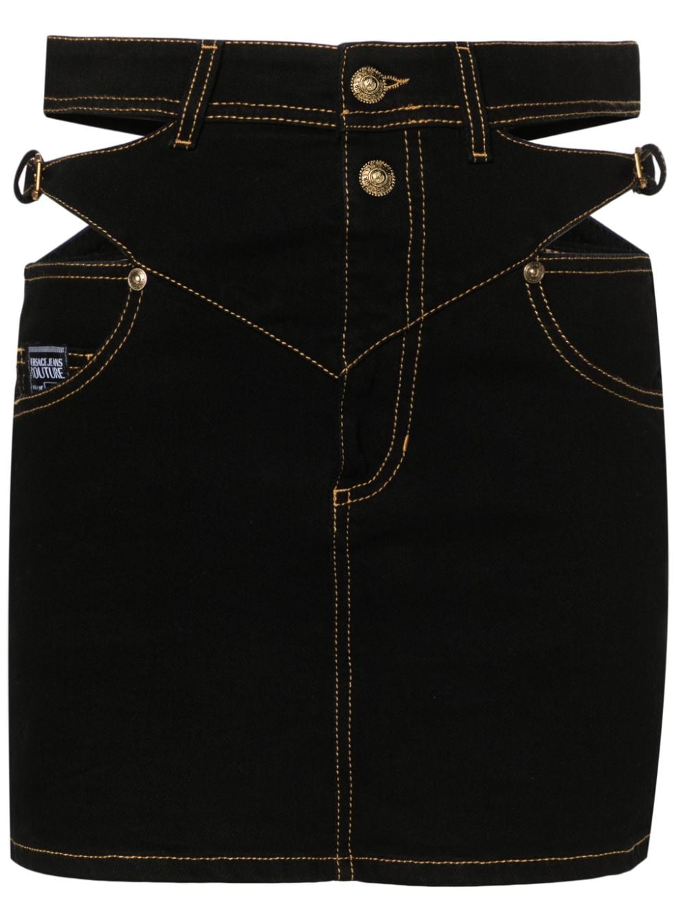 Versace Jeans Couture Jeans-Minirock mit barocker Schnalle - Schwarz von Versace Jeans Couture