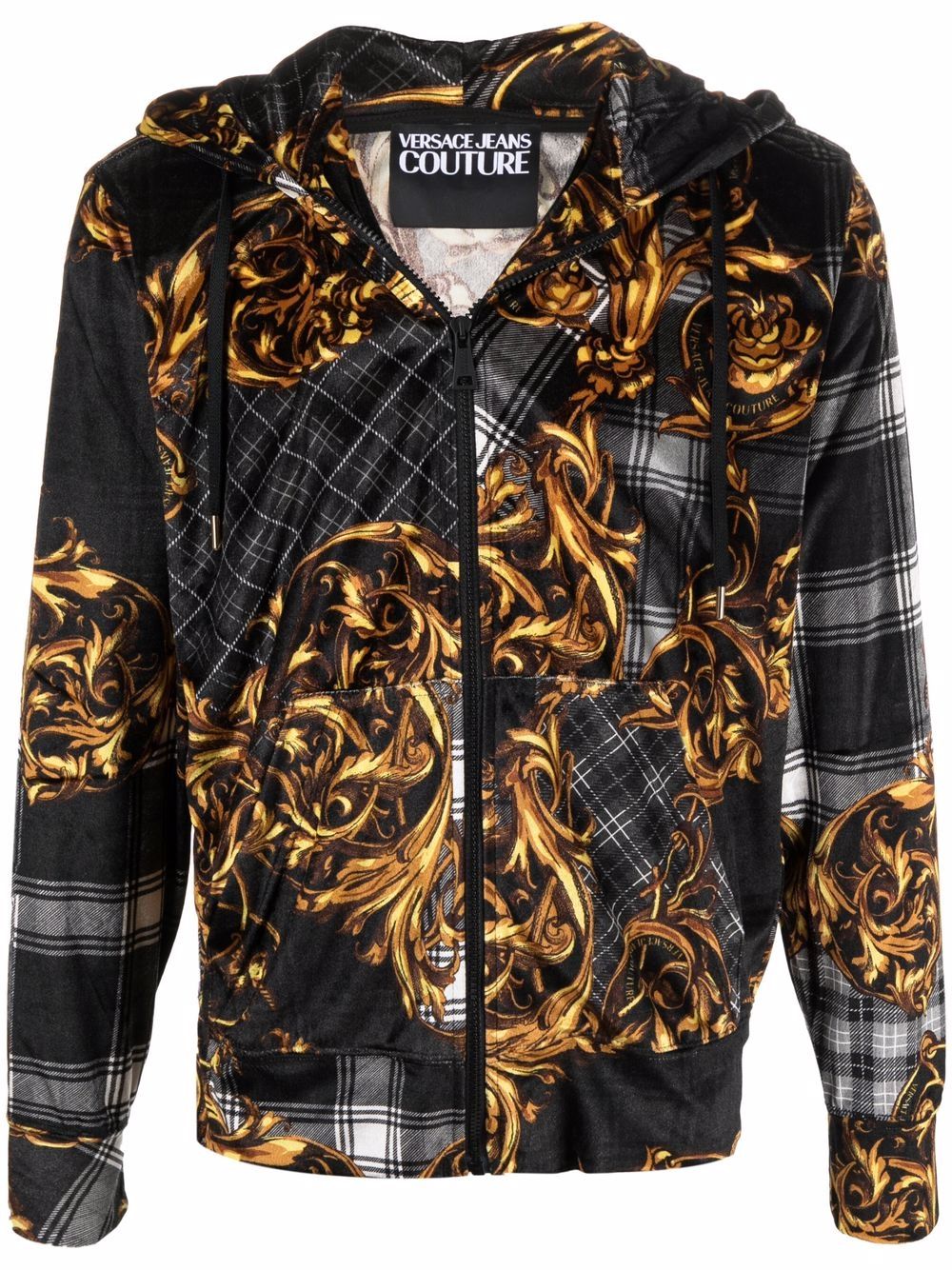 Versace Jeans Couture Kapuzenjacke mit Barockmuster - Schwarz von Versace Jeans Couture