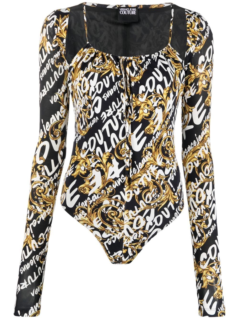 Versace Jeans Couture Langärmeliger Body mit Logo-Print - Schwarz von Versace Jeans Couture