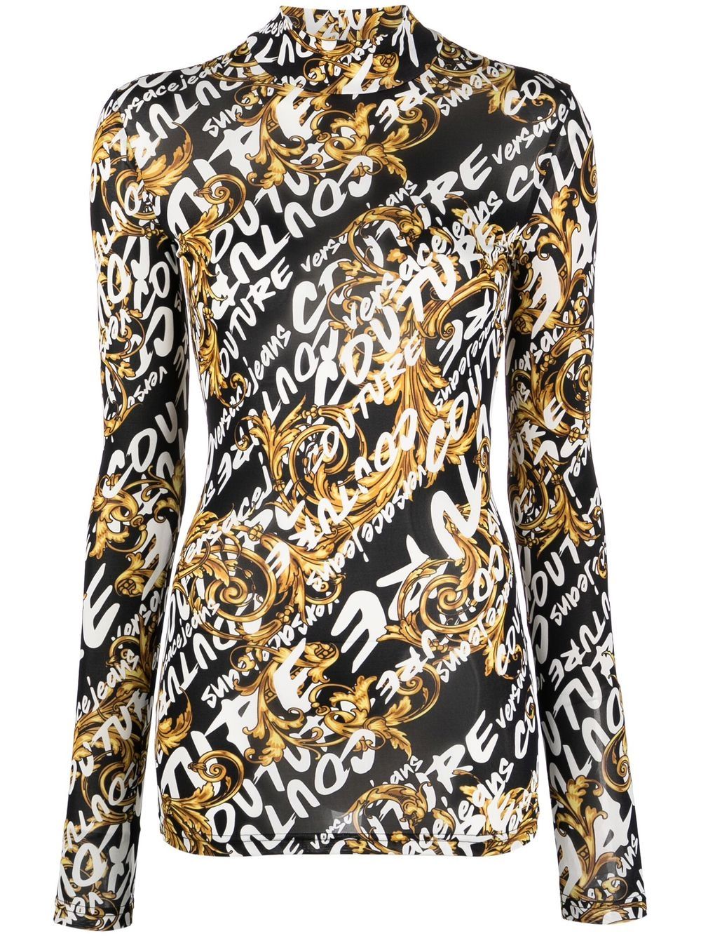 Versace Jeans Couture Langarmshirt mit Logo-Print - Schwarz von Versace Jeans Couture