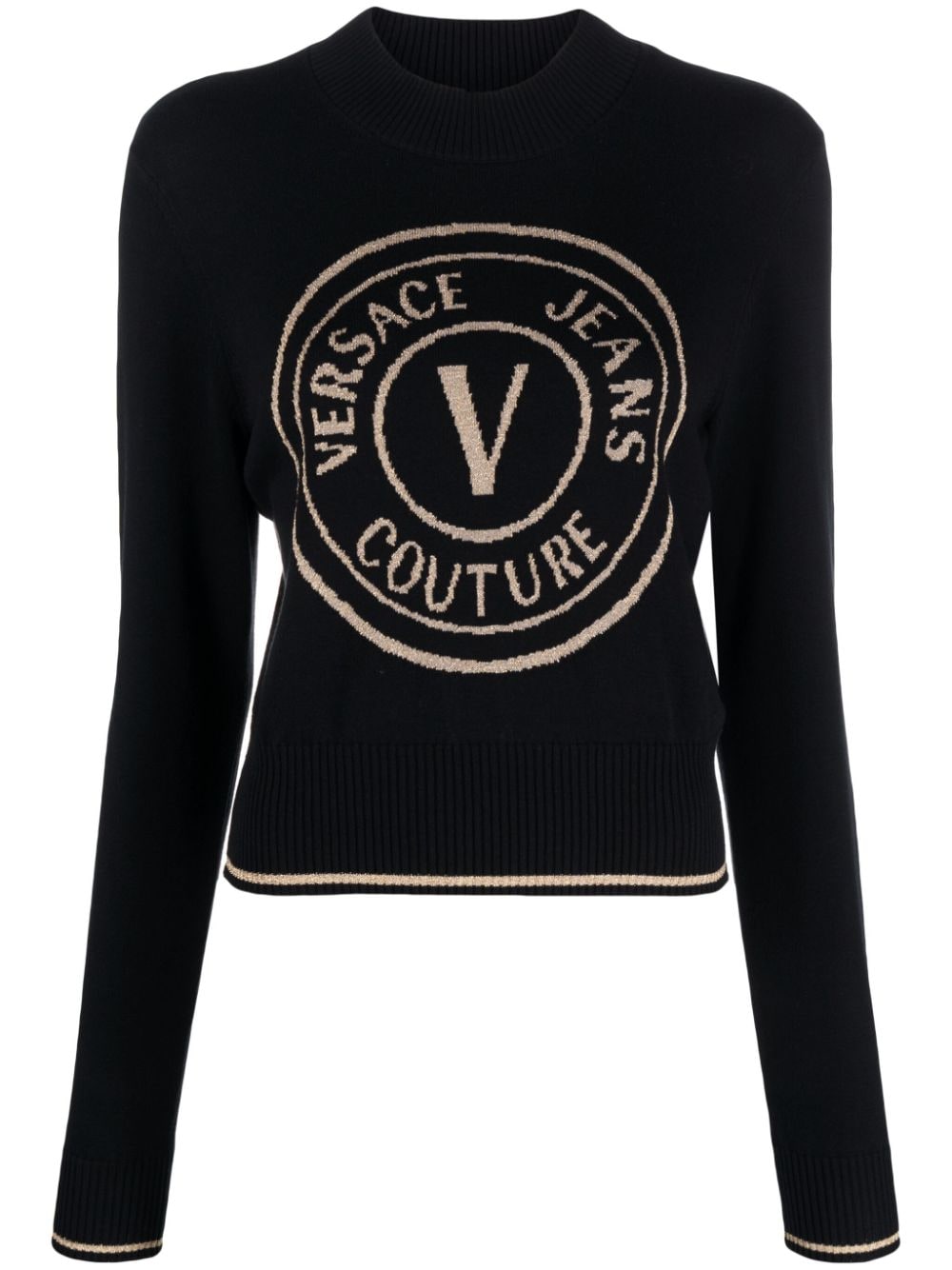 Versace Jeans Couture Pullover mit Intarsien-Logo - Schwarz von Versace Jeans Couture