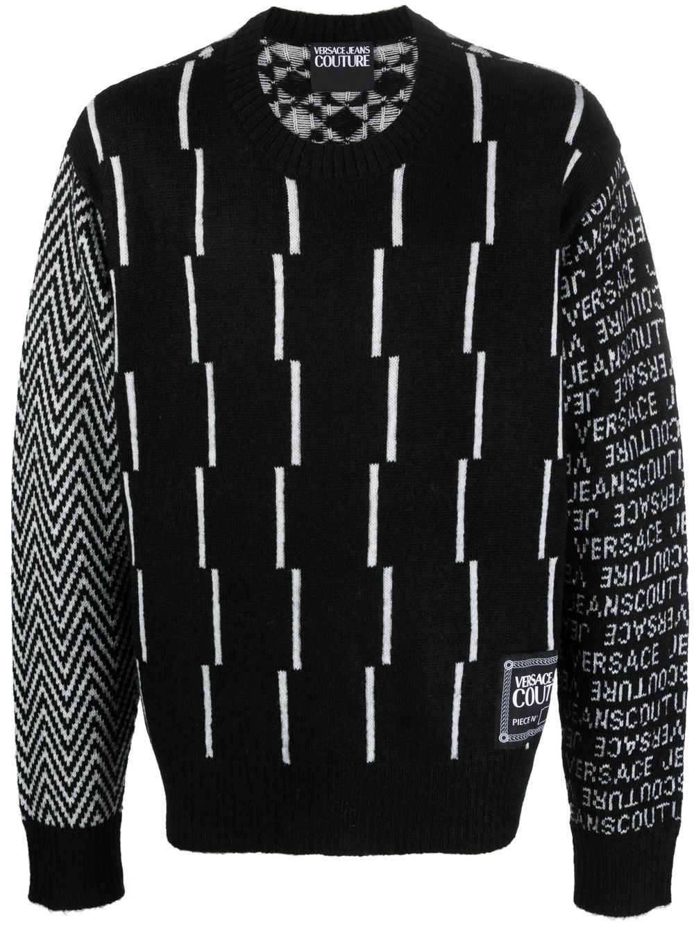 Versace Jeans Couture Pullover mit geometrischem Intarsienmuster - Schwarz von Versace Jeans Couture