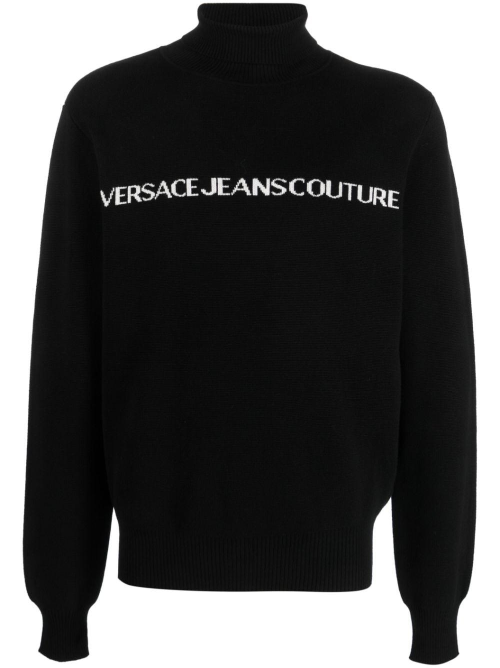 Versace Jeans Couture Rollkragenpullover mit Logo-Print - Schwarz von Versace Jeans Couture