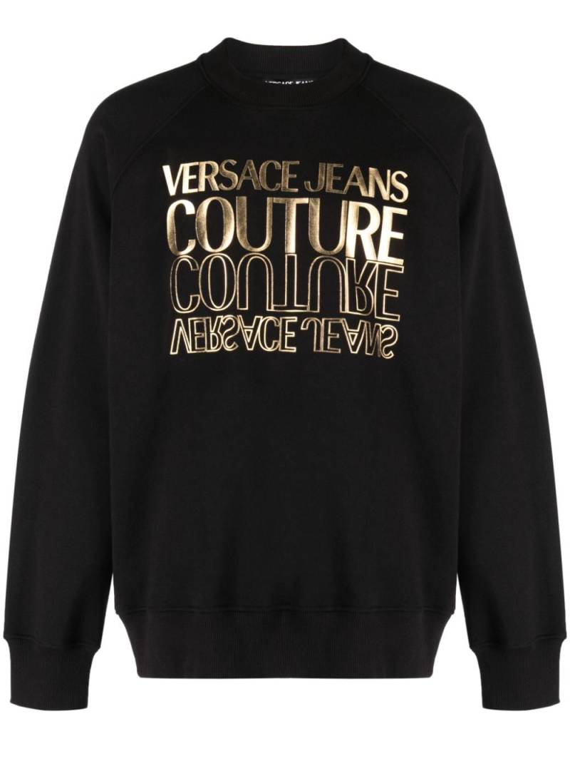 Versace Jeans Couture Sweatshirt mit Logo-Print im Metallic-Look - Schwarz von Versace Jeans Couture