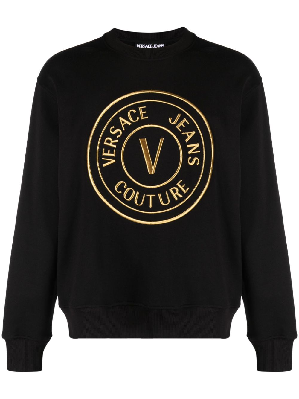 Versace Jeans Couture Sweatshirt mit aufgesticktem V-Emblem - Schwarz von Versace Jeans Couture