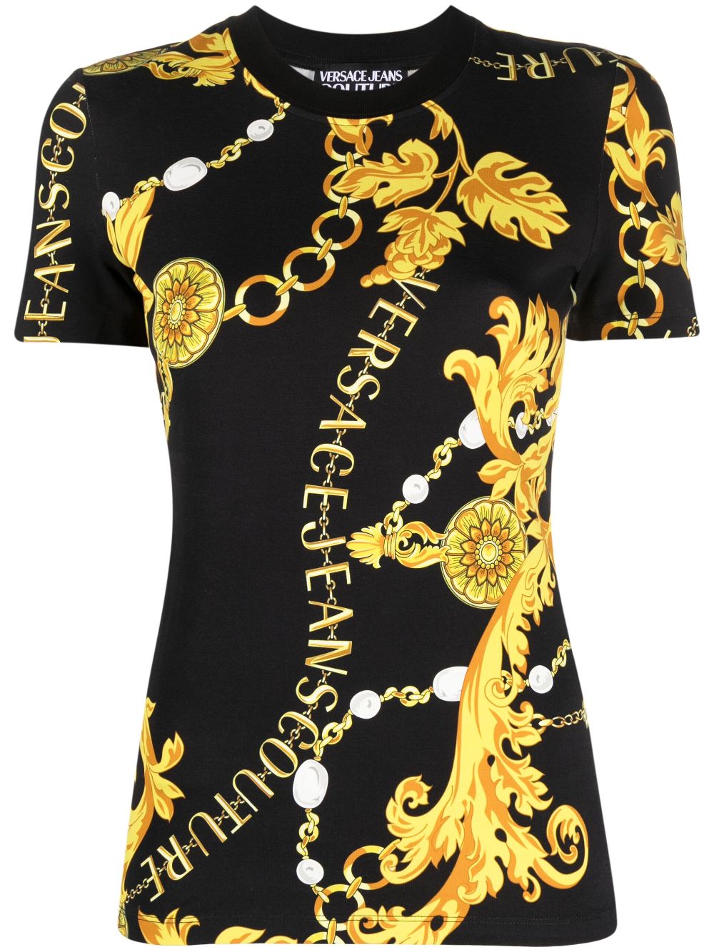 Versace Jeans Couture T-Shirt mit Barock-Print - Schwarz von Versace Jeans Couture