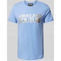 Versace Jeans Couture T-Shirt mit Label-Print in Hellblau, Größe S von Versace Jeans Couture