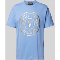 Versace Jeans Couture T-Shirt mit Rundhalsausschnitt in Hellblau, Größe S von Versace Jeans Couture