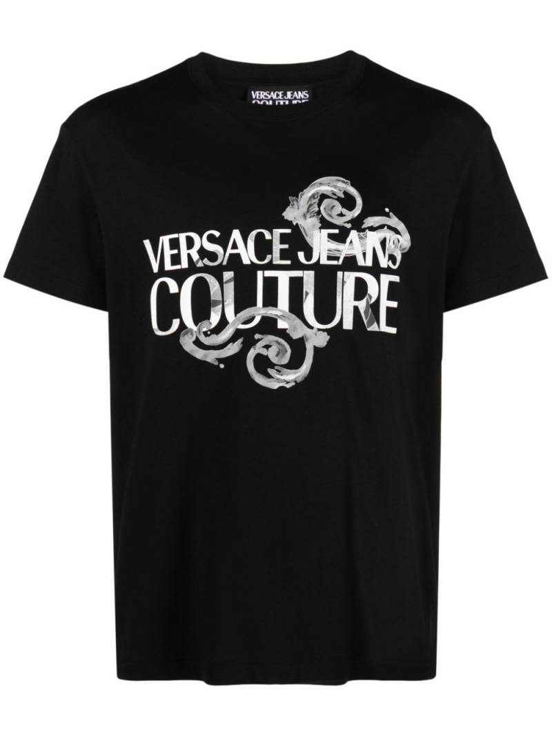 Versace Jeans Couture T-Shirt mit Watercolour Couture-Print - Schwarz von Versace Jeans Couture