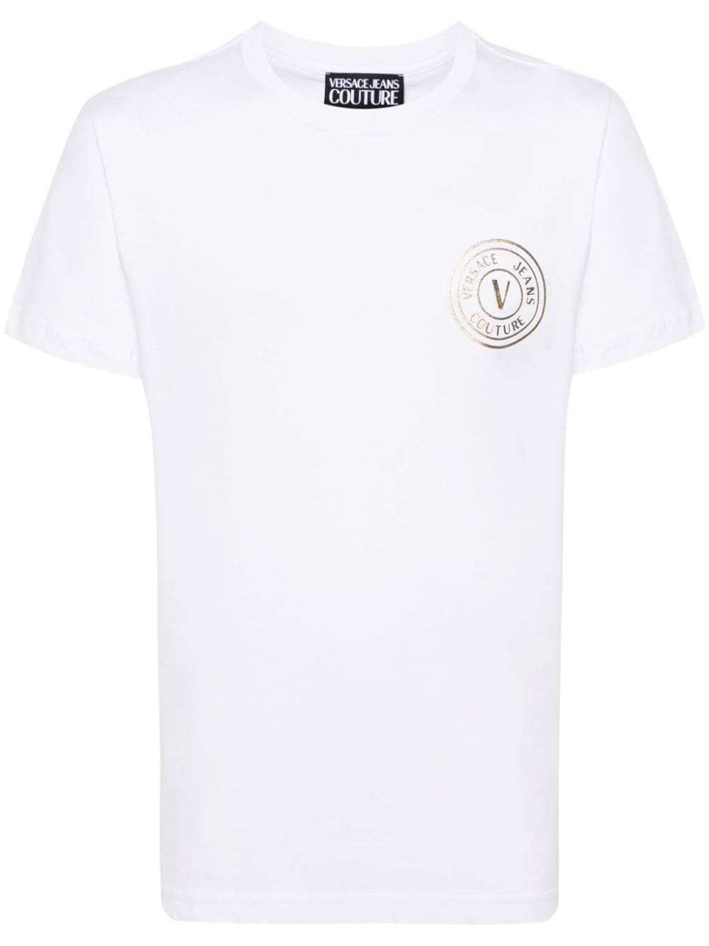 Versace Jeans Couture T-Shirt mit beflocktem Logo - Weiß von Versace Jeans Couture