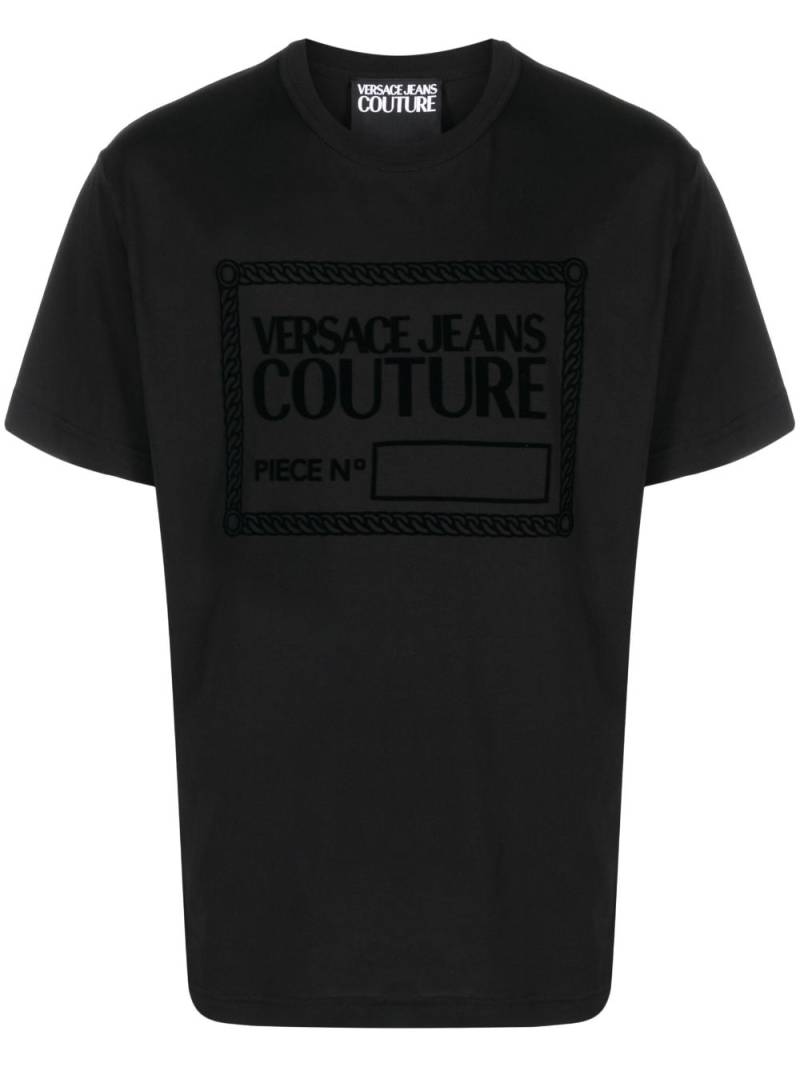 Versace Jeans Couture T-Shirt mit geflocktem Logo - Schwarz von Versace Jeans Couture