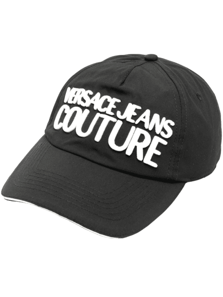 Versace Jeans Couture - Versace Jeans Couture Baseball Cap, Nylon Schwarz-Logo Weiß von Versace Jeans Couture