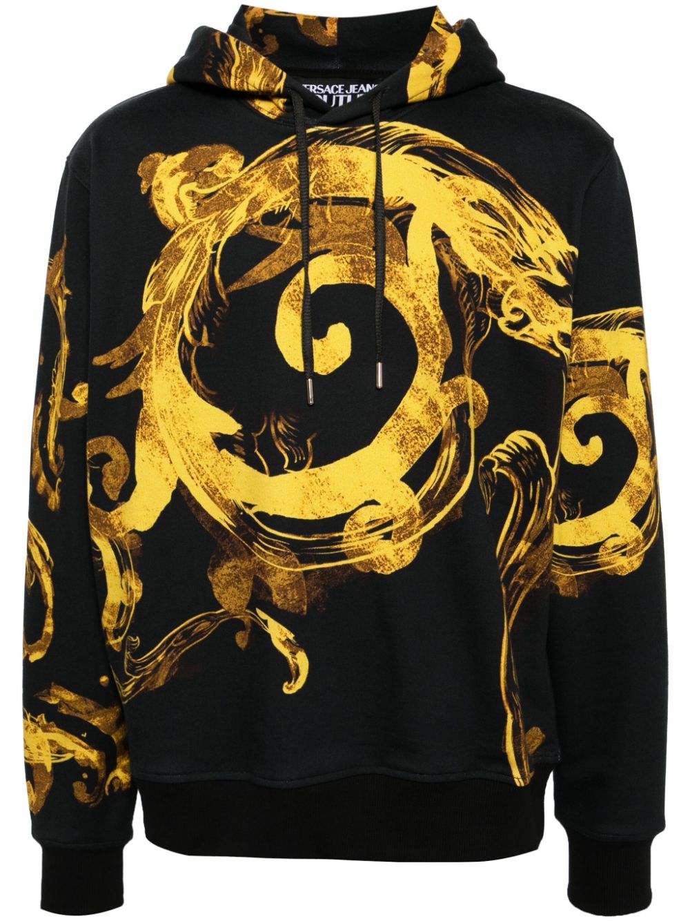 Versace Jeans Couture Watercolour Couture Hoodie mit Kordelzug - Schwarz von Versace Jeans Couture