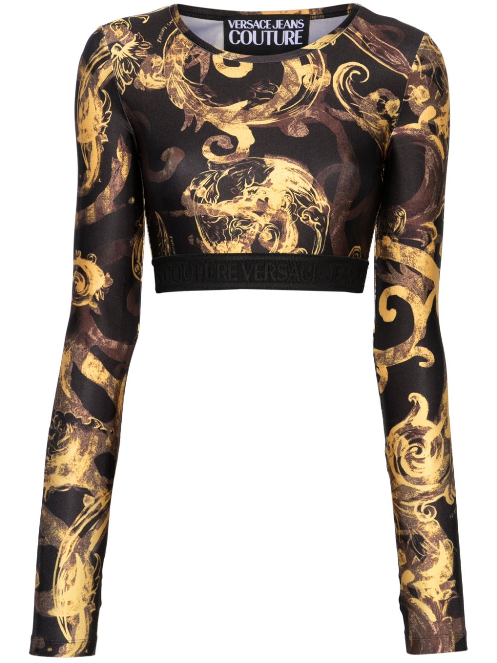 Versace Jeans Couture Cropped-Top mit Barock-Print - Schwarz von Versace Jeans Couture