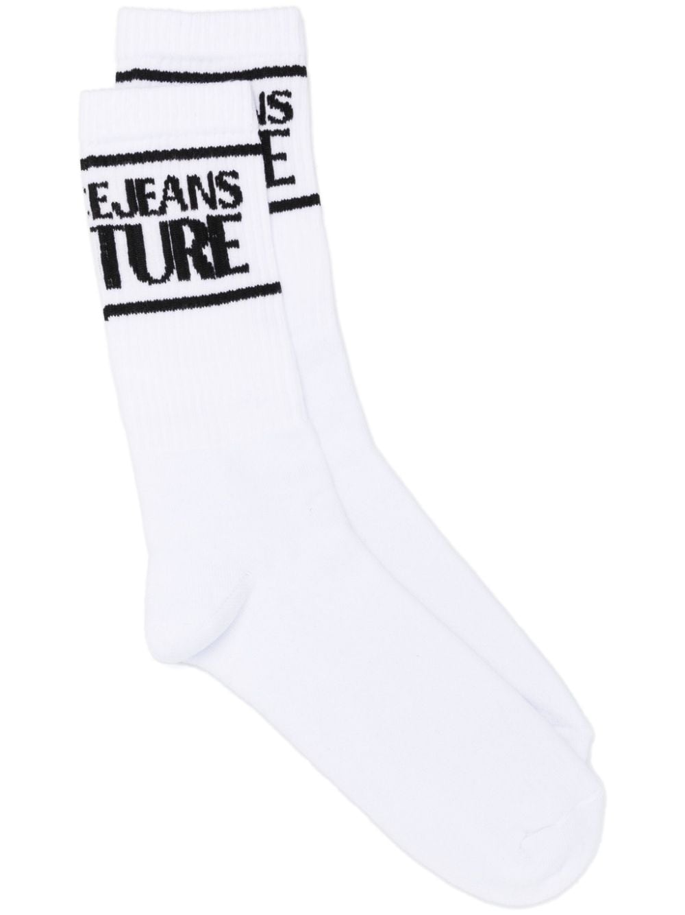 Versace Jeans Couture Gestrickte Intarsien-Socken - Weiß von Versace Jeans Couture