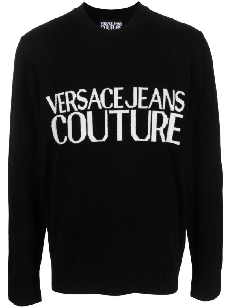 Versace Jeans Couture Pullover mit Logo-Intarsie - Schwarz von Versace Jeans Couture