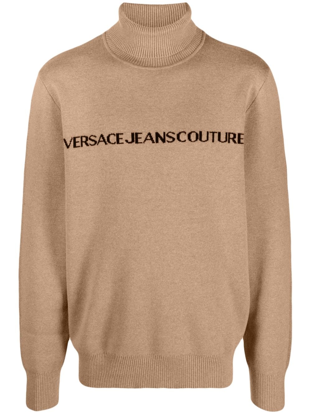 Versace Jeans Couture Rollkragenpullover mit Logo-Intarsie - Nude von Versace Jeans Couture