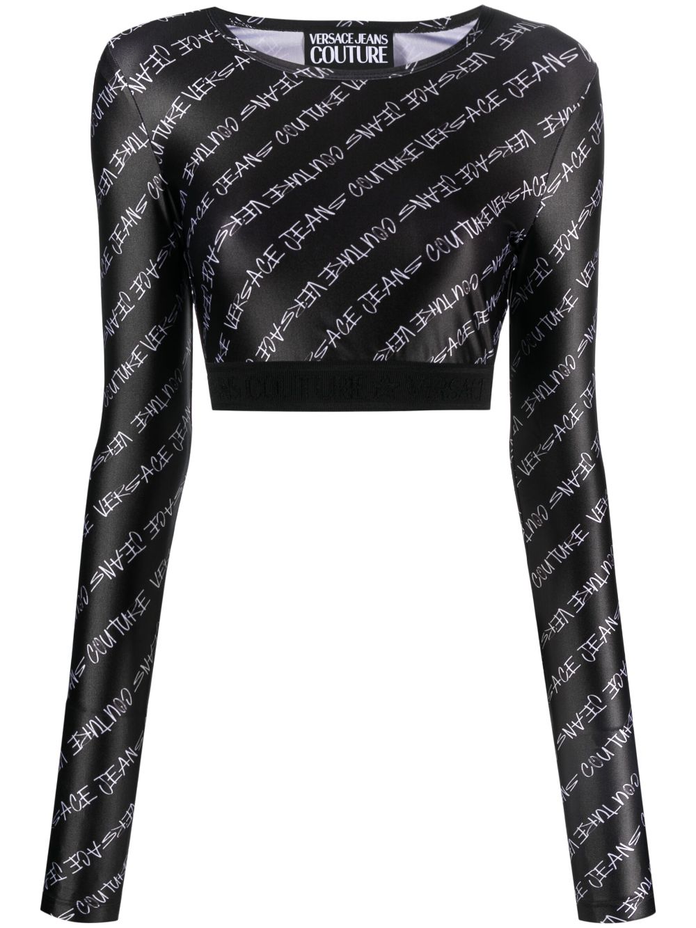 Versace Jeans Couture Cropped-Top mit Logo-Print - Schwarz von Versace Jeans Couture