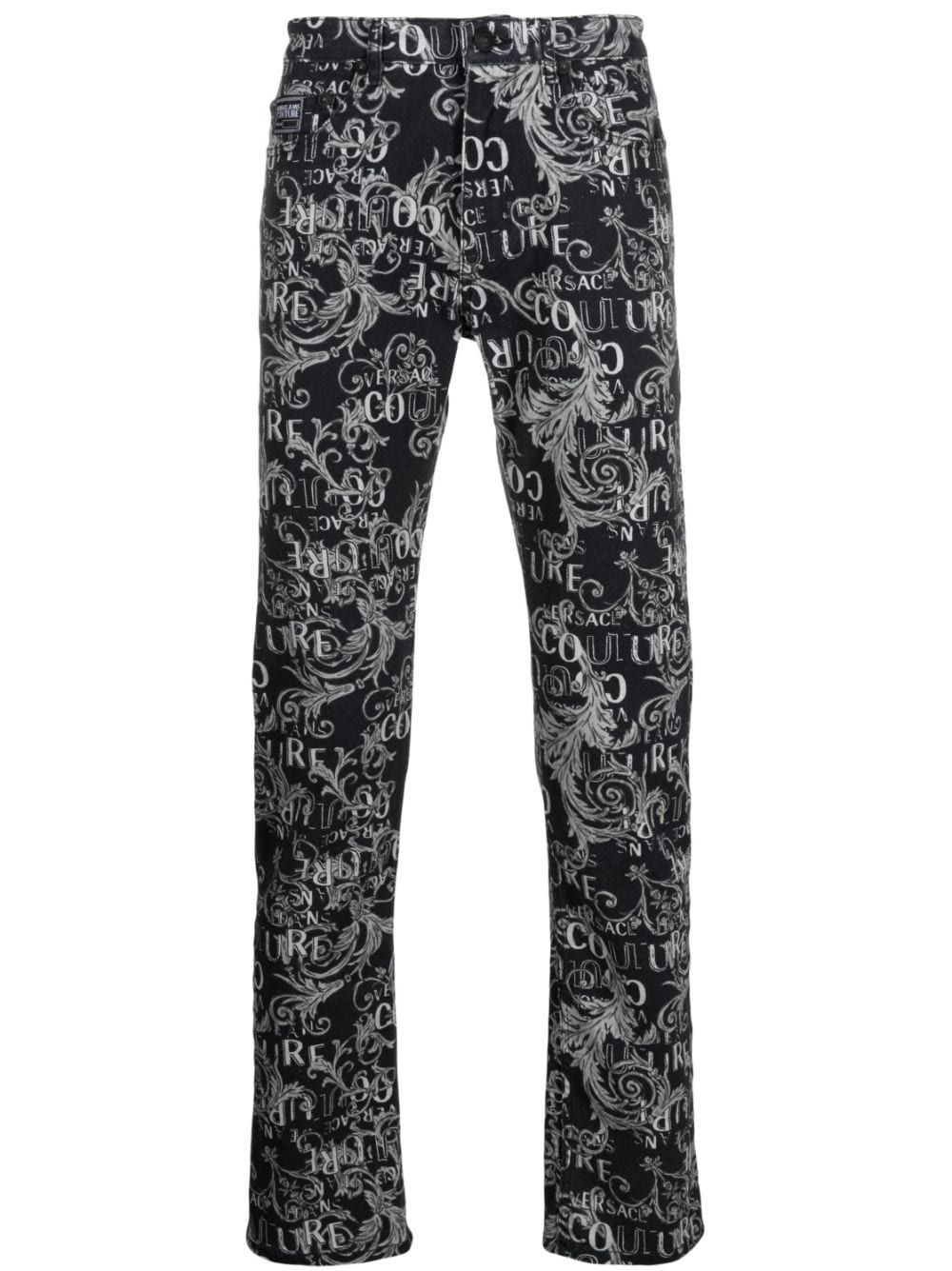 Versace Jeans Couture Straight-Leg-Jeans mit Logo-Print - Schwarz von Versace Jeans Couture