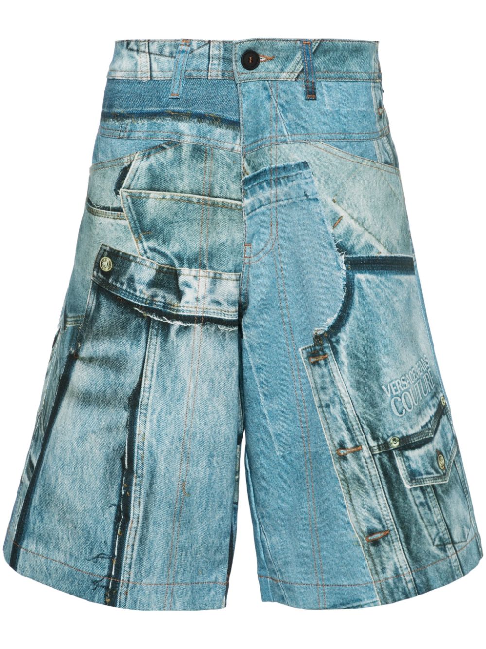 Versace Jeans Couture Jeans-Shorts mit Patch Denim-Print - Blau von Versace Jeans Couture