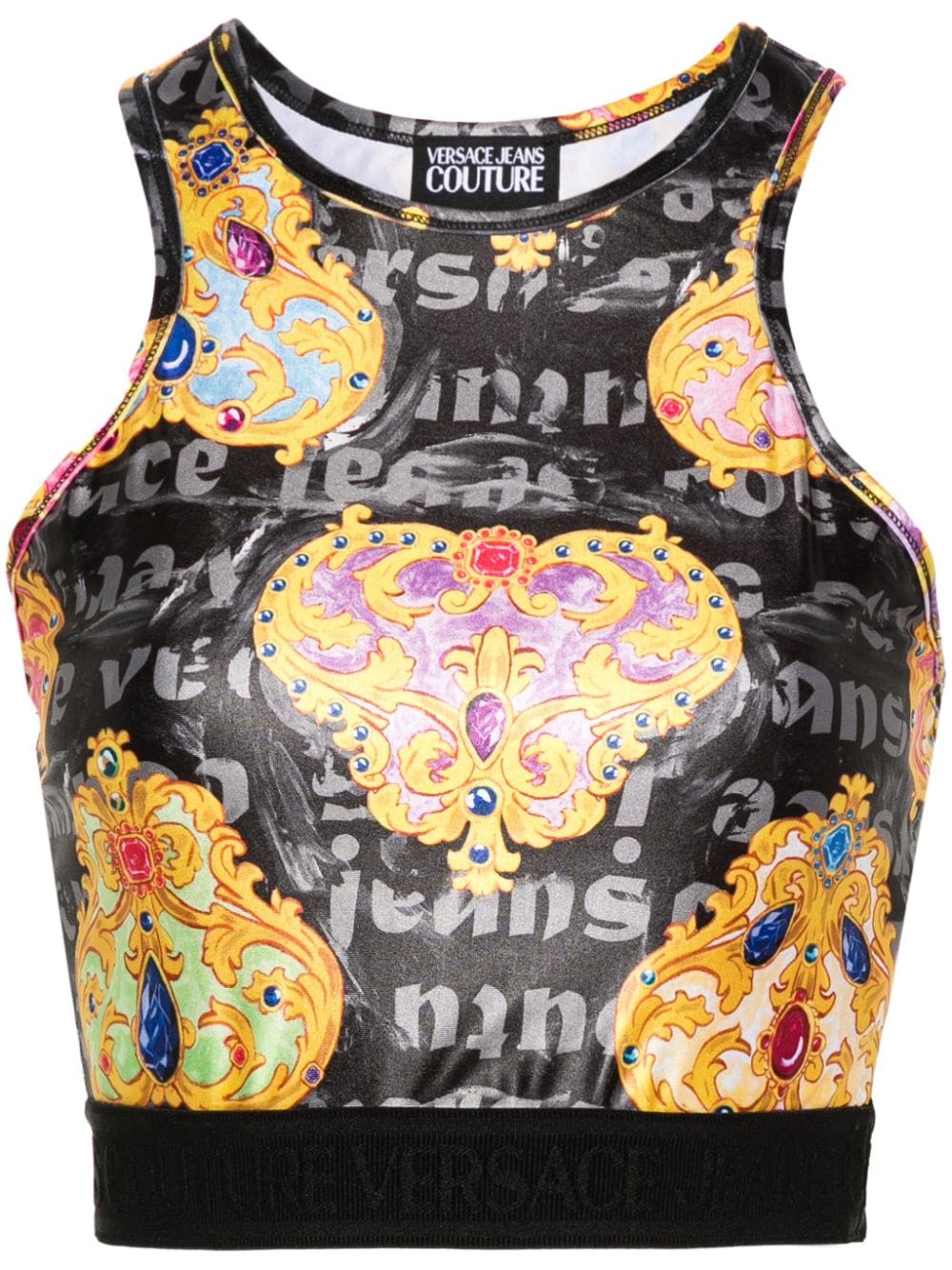 Versace Jeans Couture Cropped-Top mit Print - Schwarz von Versace Jeans Couture