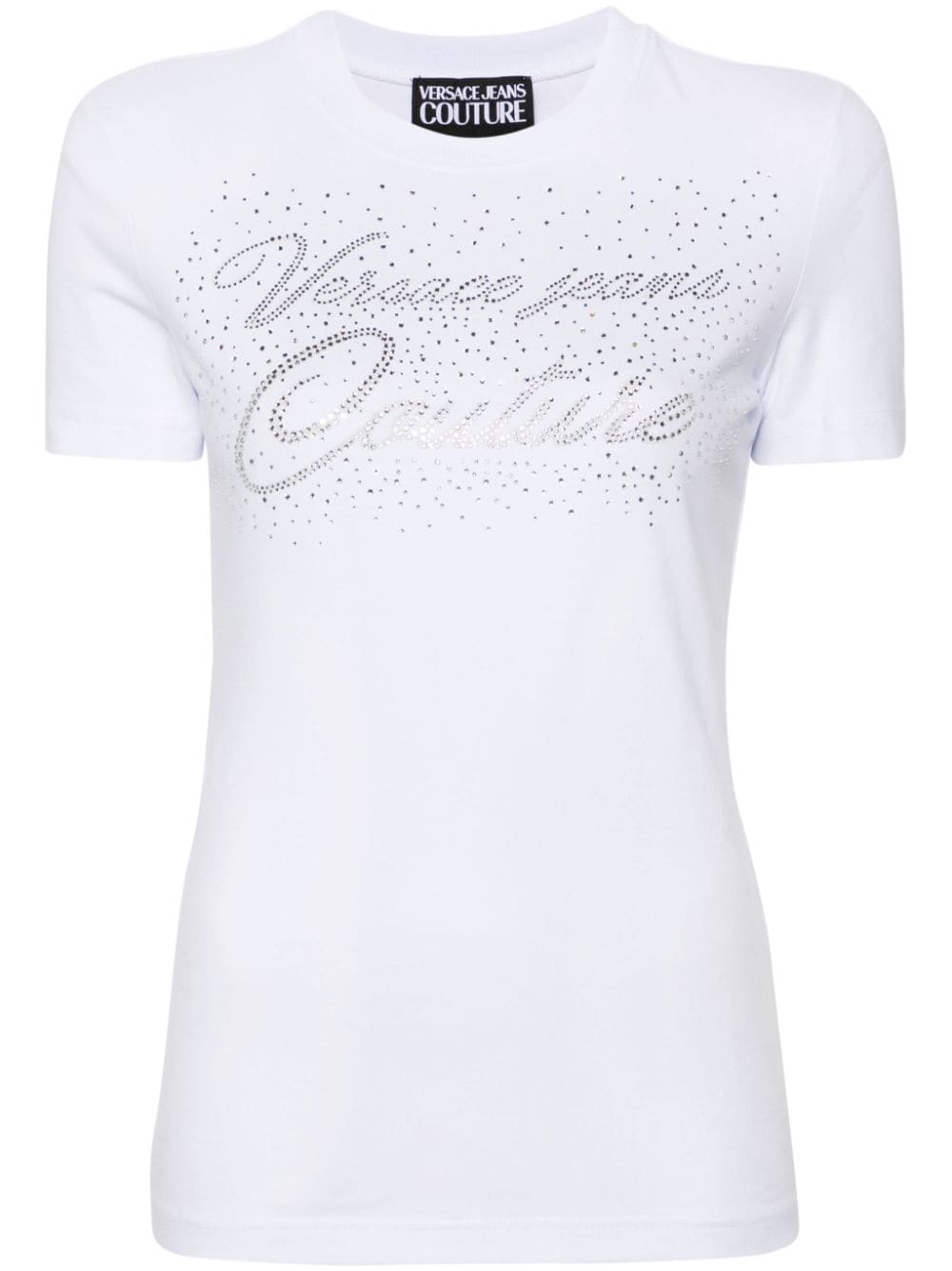 Versace Jeans Couture rhinestone-detailed cotton-blend T-shirt - Weiß von Versace Jeans Couture