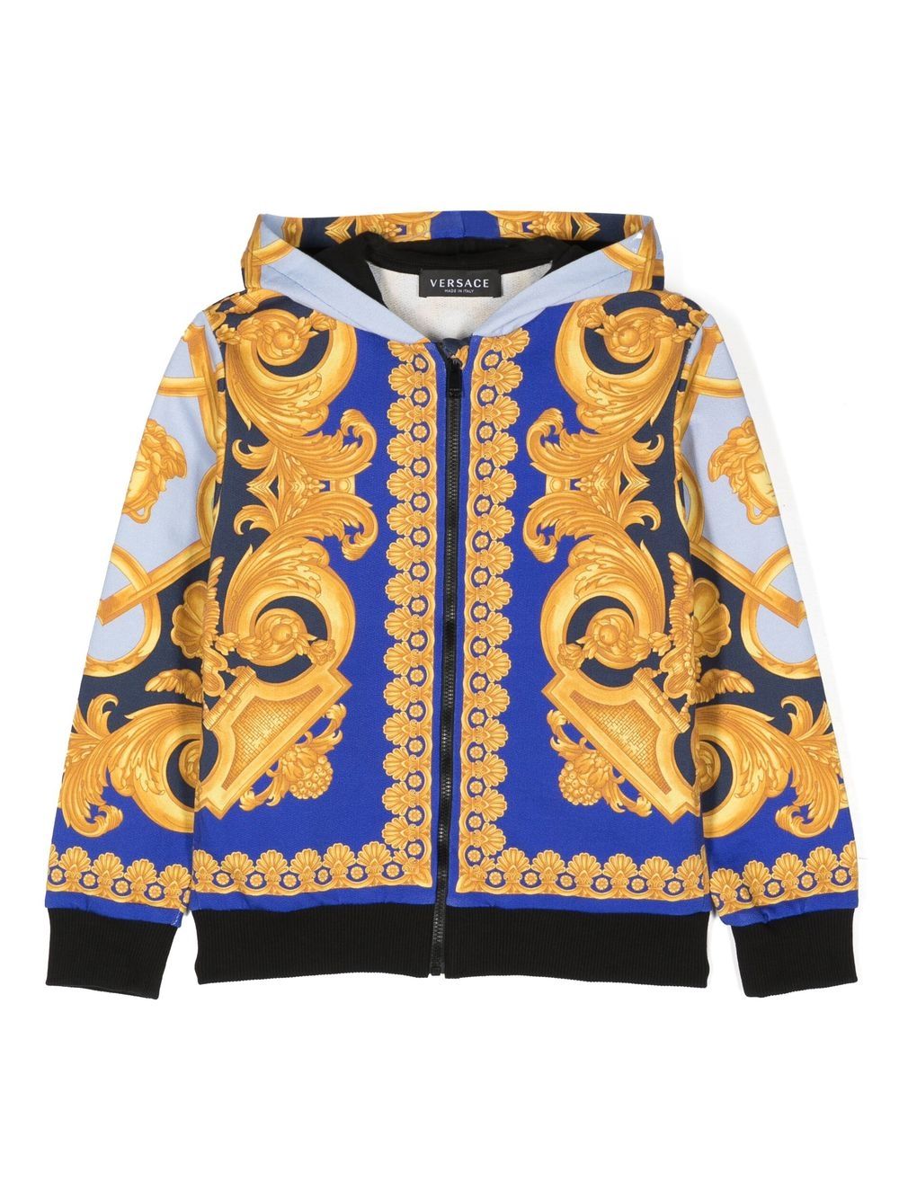 Versace Kids Kapuzenjacke mit Barocco-Print - Blau von Versace Kids