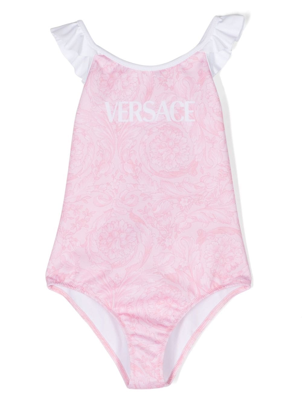 Versace Kids Barocco Badeanzug mit Rüschendetail - Rosa von Versace Kids