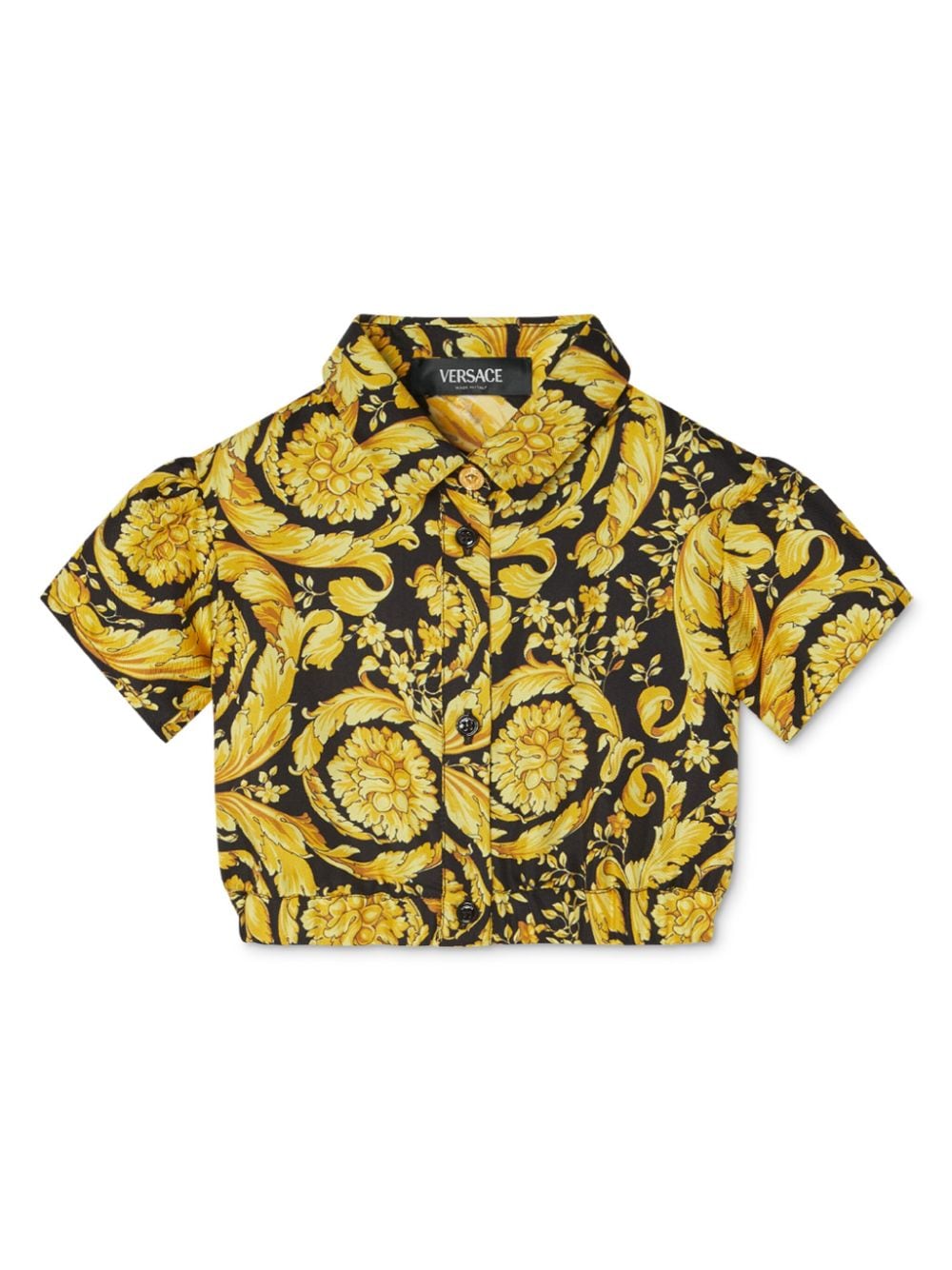 Versace Kids Cropped-Hemd mit Barocco-Print - Schwarz von Versace Kids