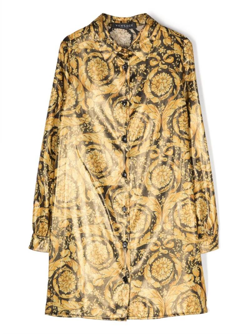 Versace Kids Hemdkleid mit Barocco-Print - Gold von Versace Kids