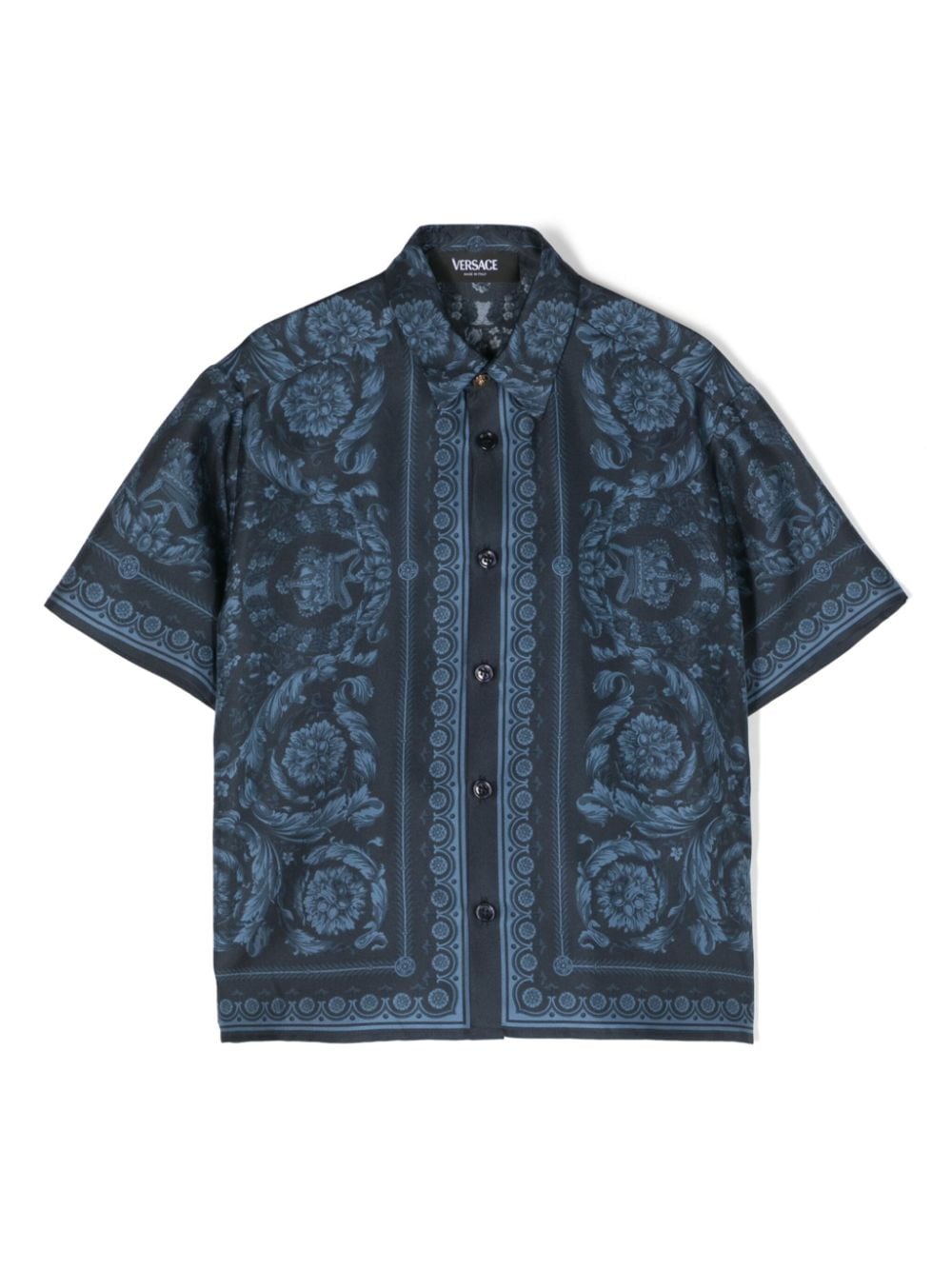 Versace Kids Seidenhemd mit Barocco-Print - Blau von Versace Kids