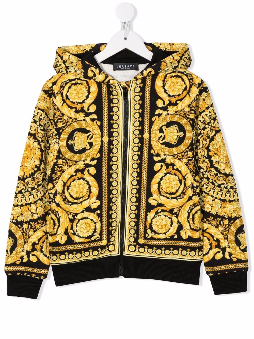 Versace Kids Kapuzenjacke mit Barocco-Print - Schwarz von Versace Kids