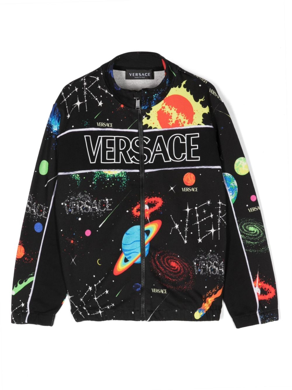 Versace Kids Cardigan mit Weltraum-Print - Schwarz von Versace Kids