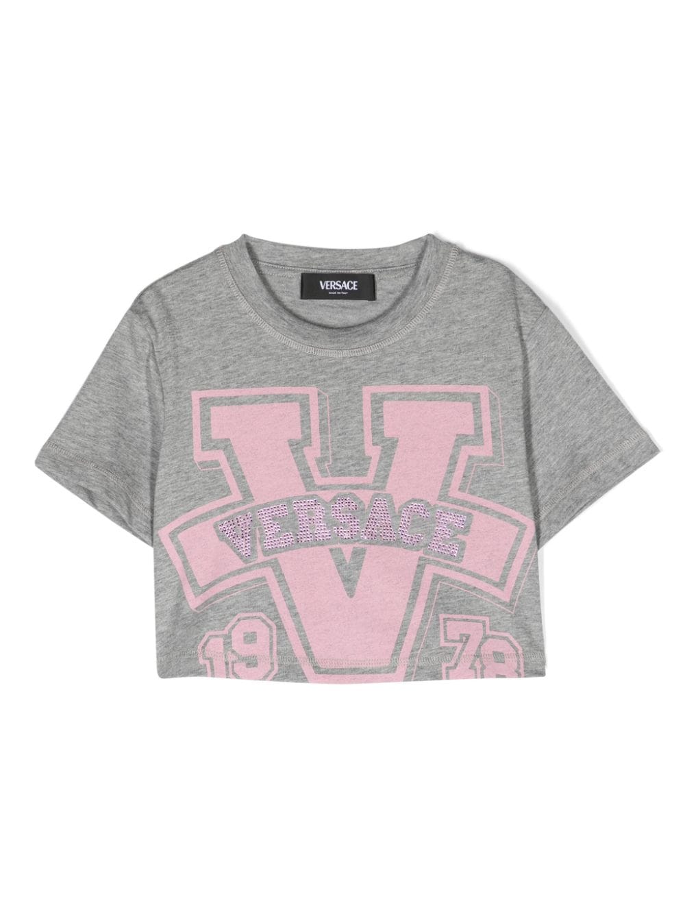 Versace Kids Cropped-T-Shirt mit Logo-Print - Grau von Versace Kids