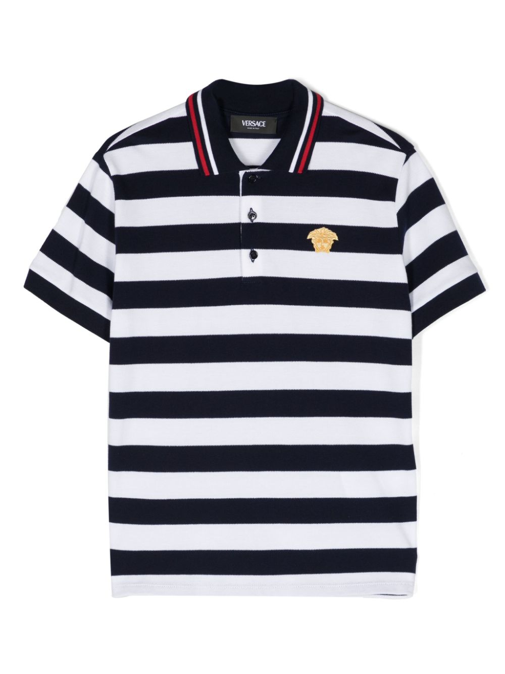 Versace Kids Gestreiftes Poloshirt - Blau von Versace Kids