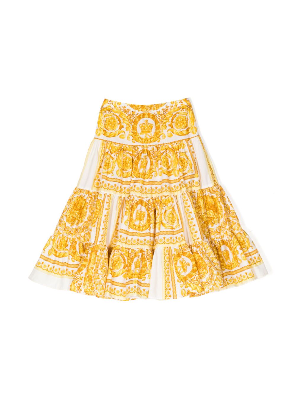 Versace Kids Gestufter Rock mit Barock-Print - Gelb von Versace Kids