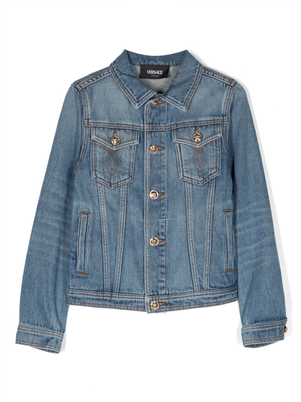 Versace Kids Jeansjacke mit Medusa Head-Stickerei - Blau von Versace Kids