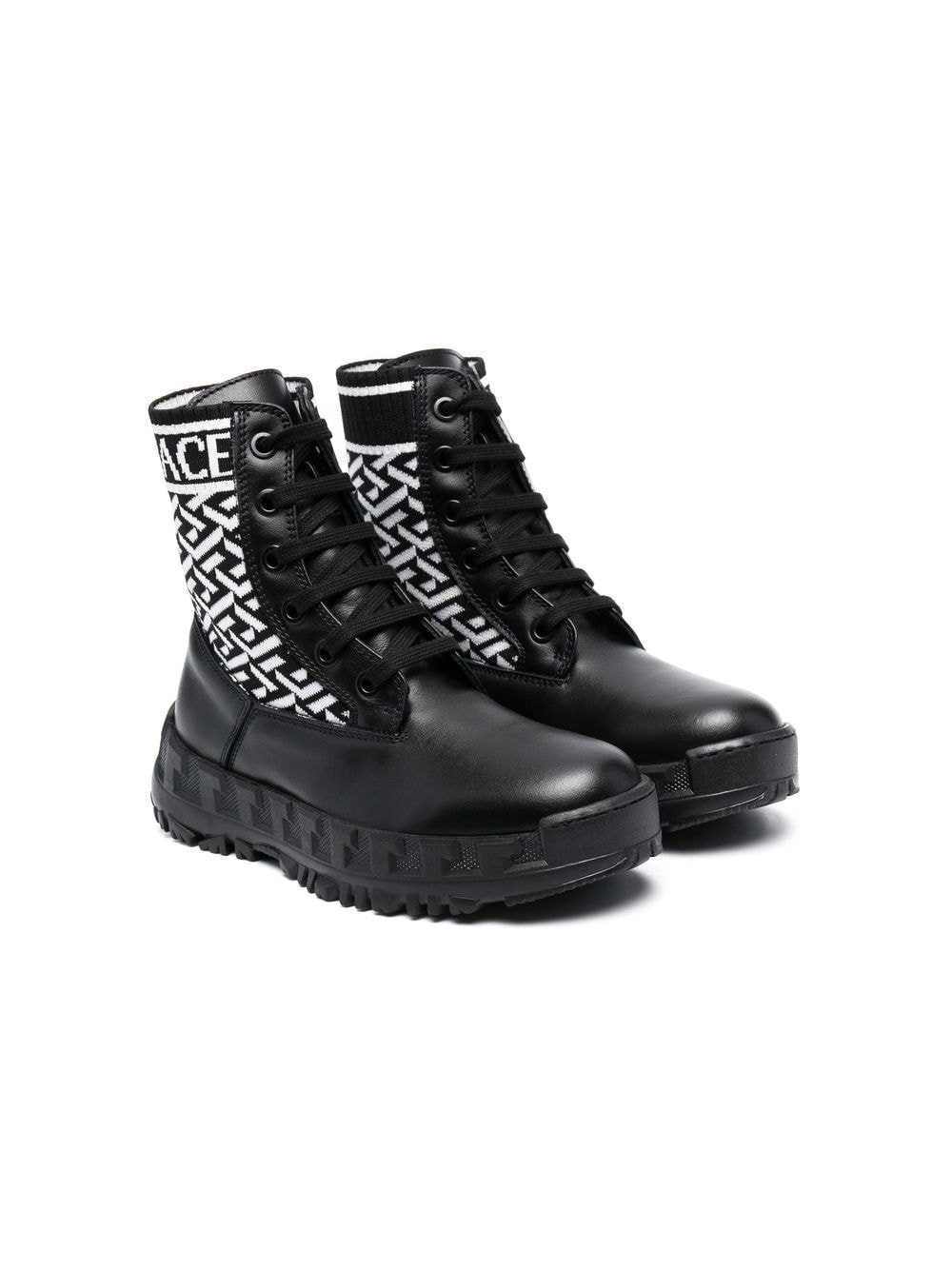 Versace Kids Stiefeletten mit La Greca-Muster - Schwarz von Versace Kids