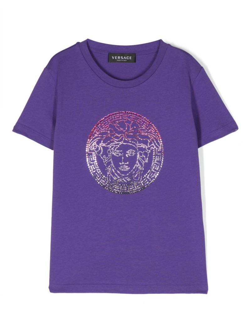 Versace Kids T-Shirt mit strassverzierter Medusa - Violett von Versace Kids