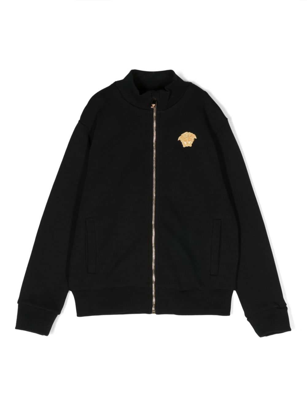 Versace Kids Reißverschluss-Sweatshirt mit Medusa Head-Patch - Schwarz von Versace Kids