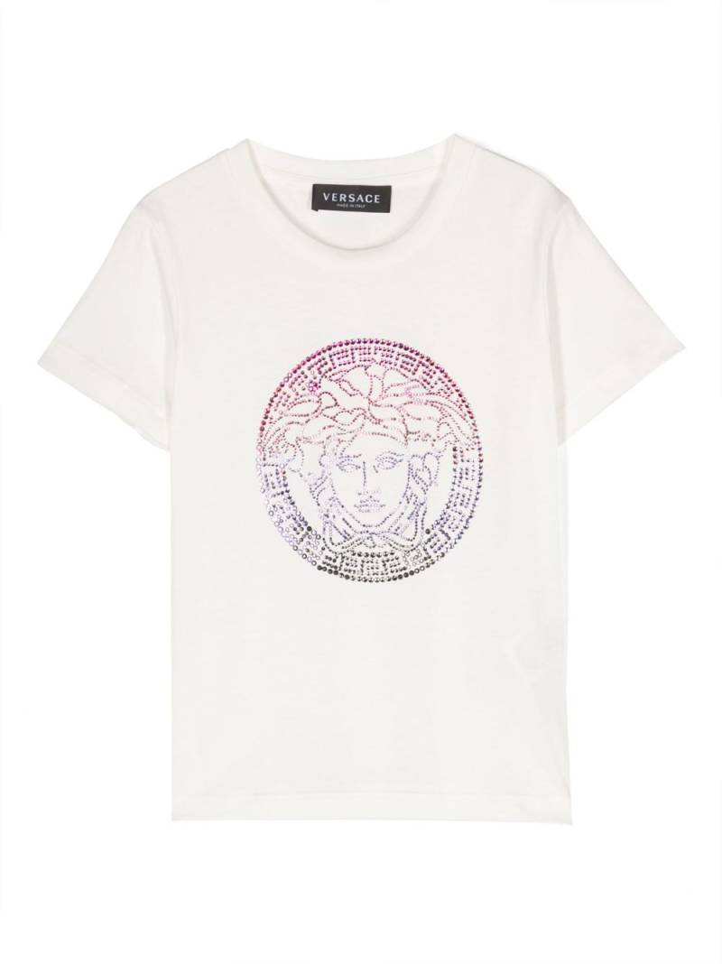 Versace Kids T-Shirt mit strassverzierter Medusa - Weiß von Versace Kids