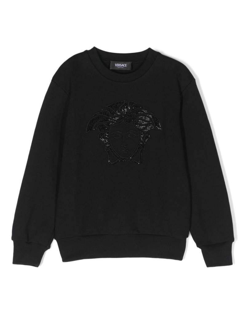 Versace Kids Sweatshirt mit Medusa-Kristallapplikation - Schwarz von Versace Kids