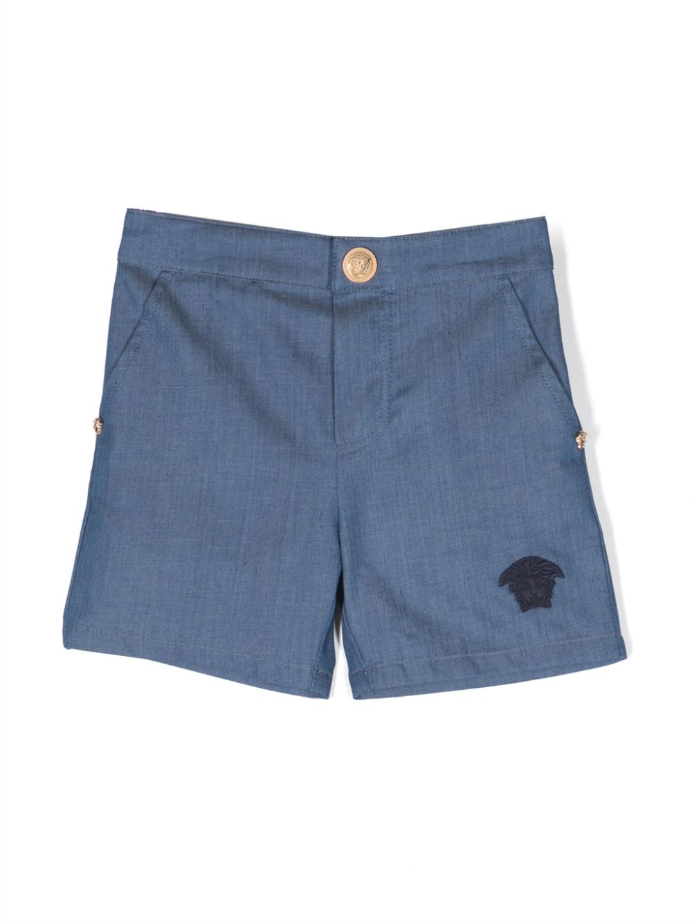 Versace Kids Bestickte Chambray-Shorts - Blau von Versace Kids