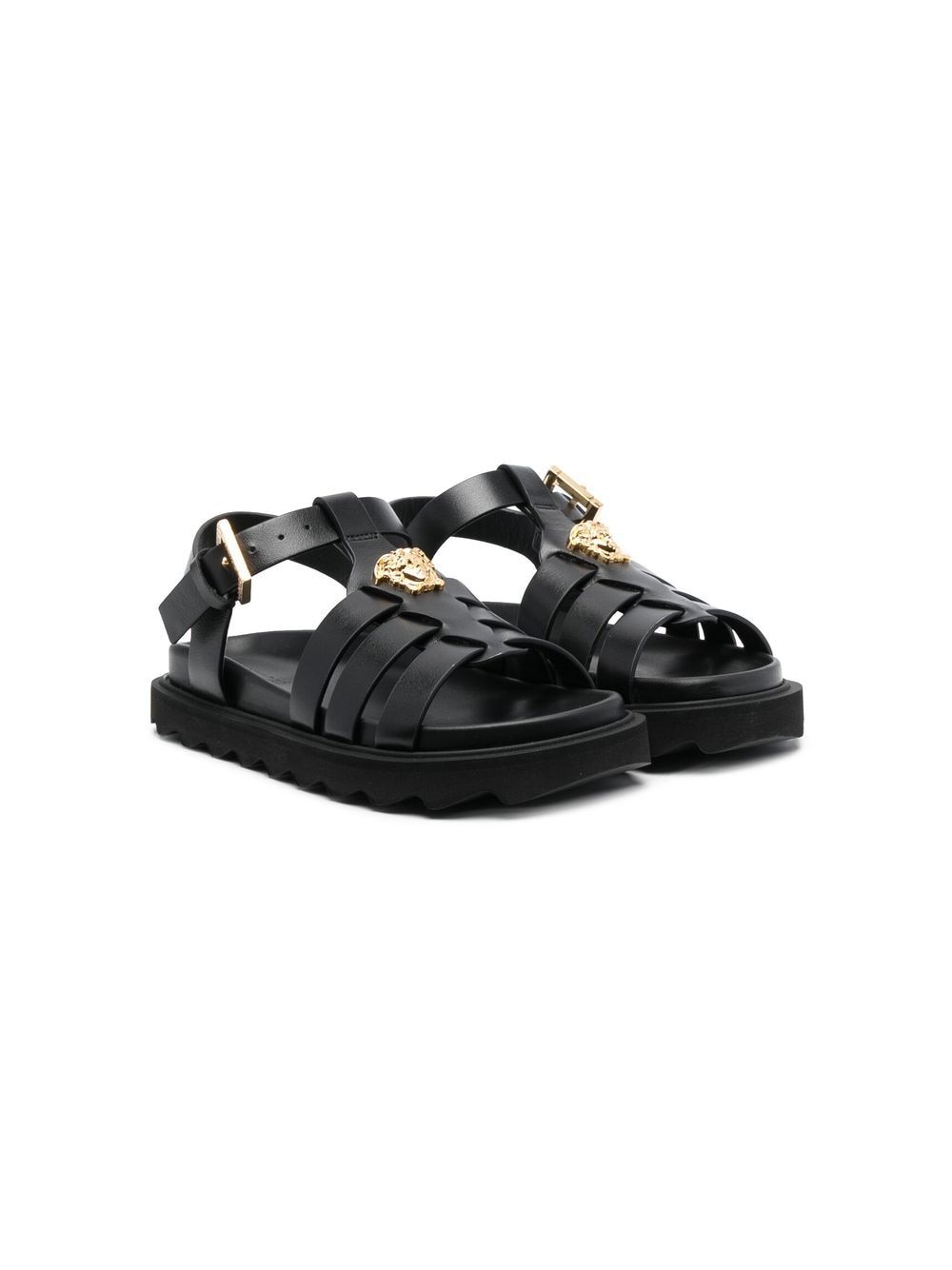 Versace Kids Sandalen mit Medusa-Schild - Schwarz von Versace Kids