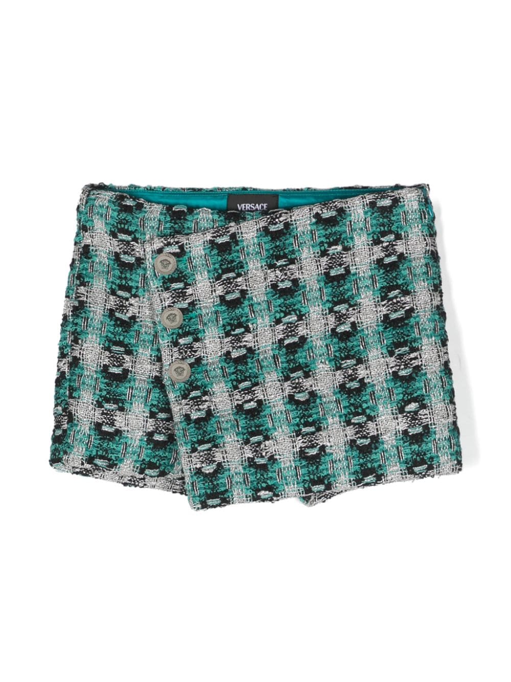 Versace Kids Tweed-Shorts mit Medusa - Grün von Versace Kids