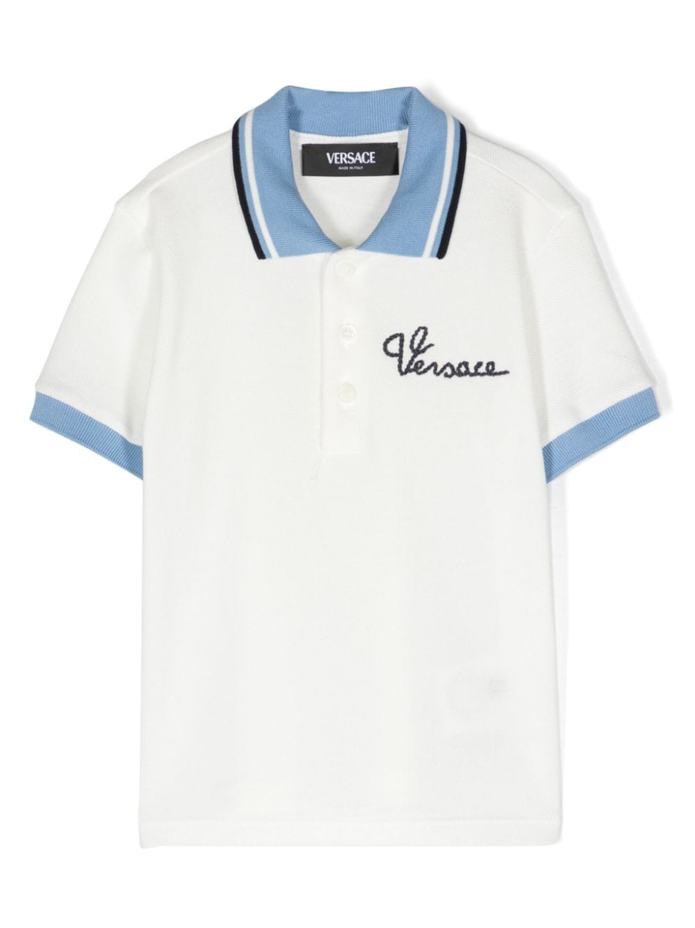 Versace Kids Pikee-Poloshirt mit Logo-Stickerei - Weiß von Versace Kids