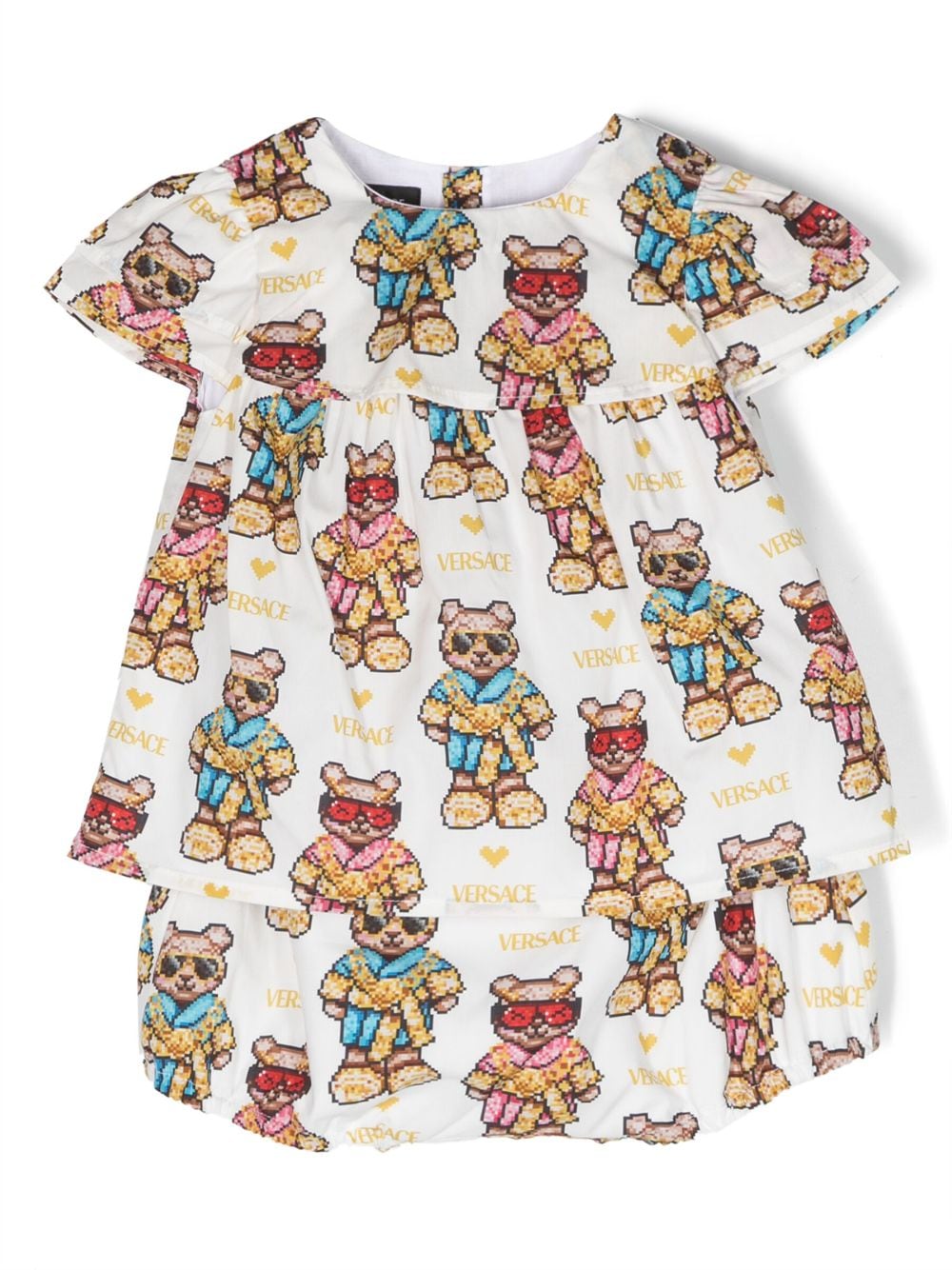 Versace Kids Set aus Kleid und Höschen mit Teddy-Print - Weiß von Versace Kids