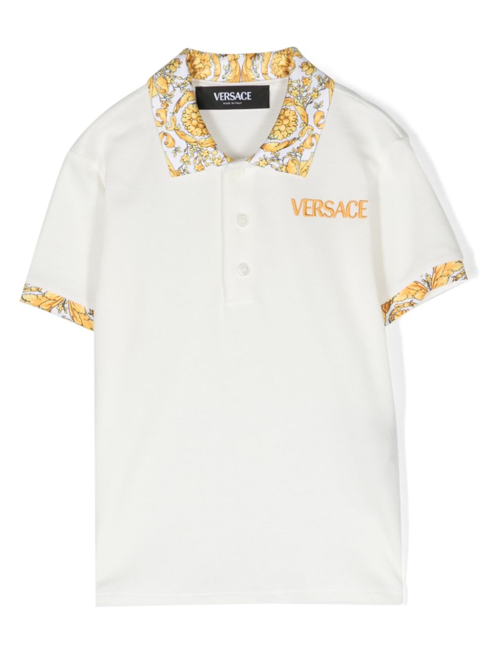 Versace Kids Poloshirt aus Pikee mit Logo-Stickerei - Weiß von Versace Kids