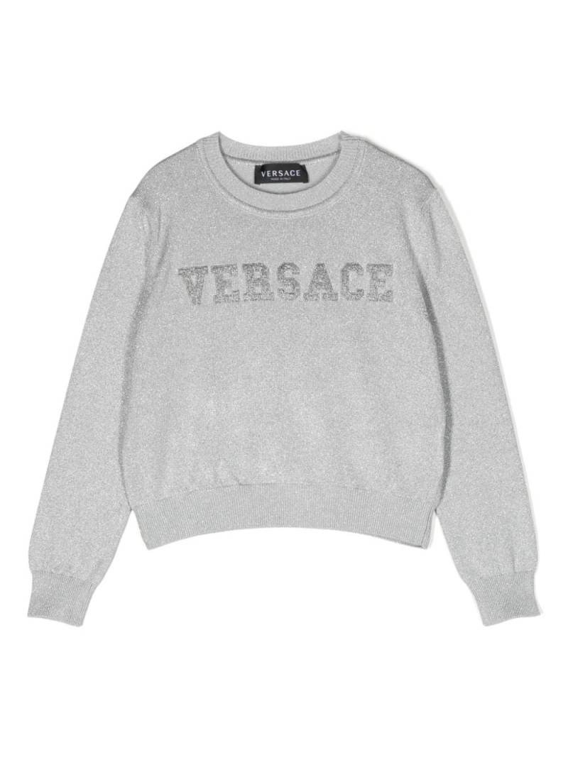 Versace Kids Pullover mit Logo-Applikation - Silber von Versace Kids